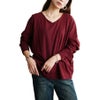 大きいサイズ レディース Vネックワイドドルマンプルオーバー　wk-0576 【メール便可】 バーガンディ