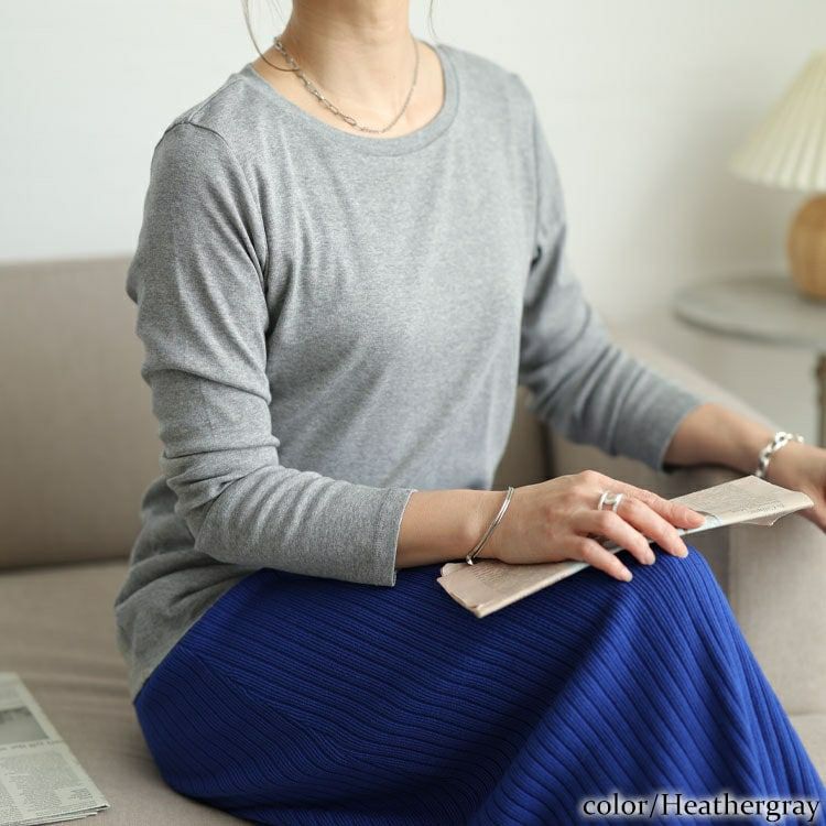 大きいサイズ レディース コットンラウンドネックロングTシャツ　wk-0582 【メール便可】