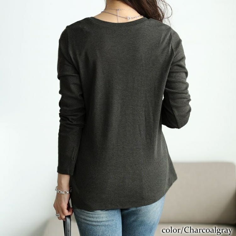 大きいサイズ レディース コットンラウンドネックロングTシャツ　wk-0582 【メール便可】