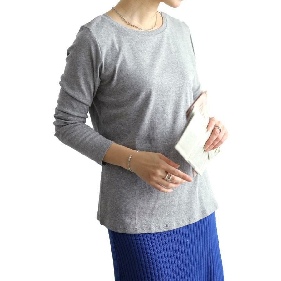 大きいサイズ レディース コットンラウンドネックロングTシャツ　wk-0582 【メール便可】 杢グレー