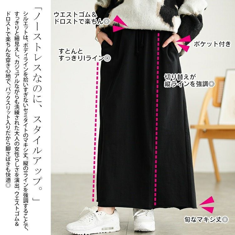 大きいサイズ レディース バックスリットスウェットナロースカート wk