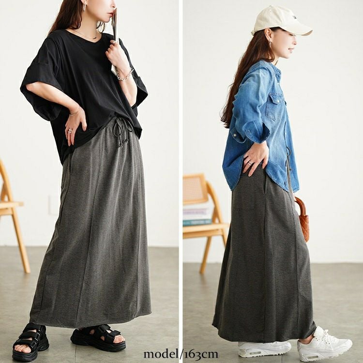 大きいサイズ レディース バックスリットスウェットナロースカート　wk-0585