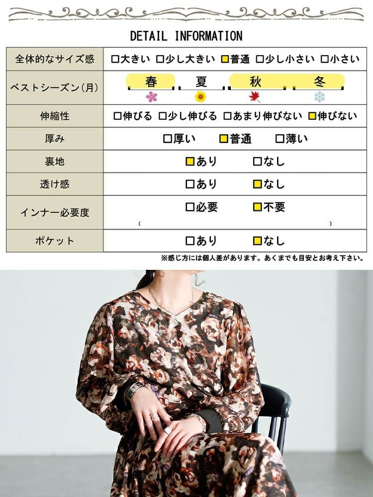 大きいサイズ レディース ぼかし花柄ウエストドロストワンピース　maru-30203