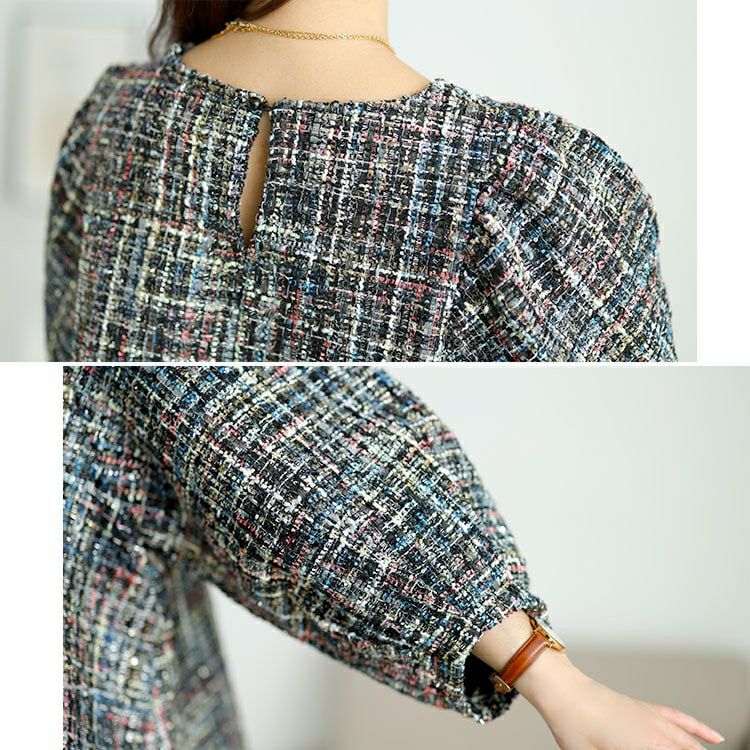 大きいサイズ レディース ラメツイードボリューム袖ブラウス　maru-30201