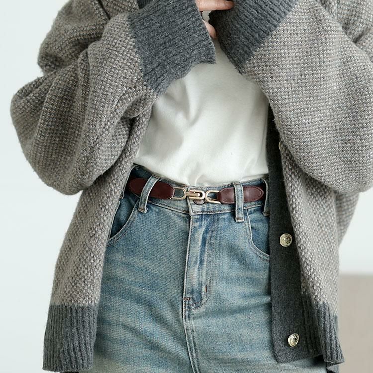 大きいサイズ レディース 2wayゴムベルト　maru-20032 【メール便可】 ブラウン