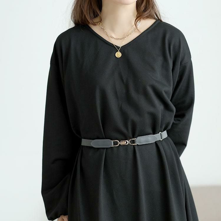 大きいサイズ レディース 2wayゴムベルト　maru-20032 【メール便可】 チャコール