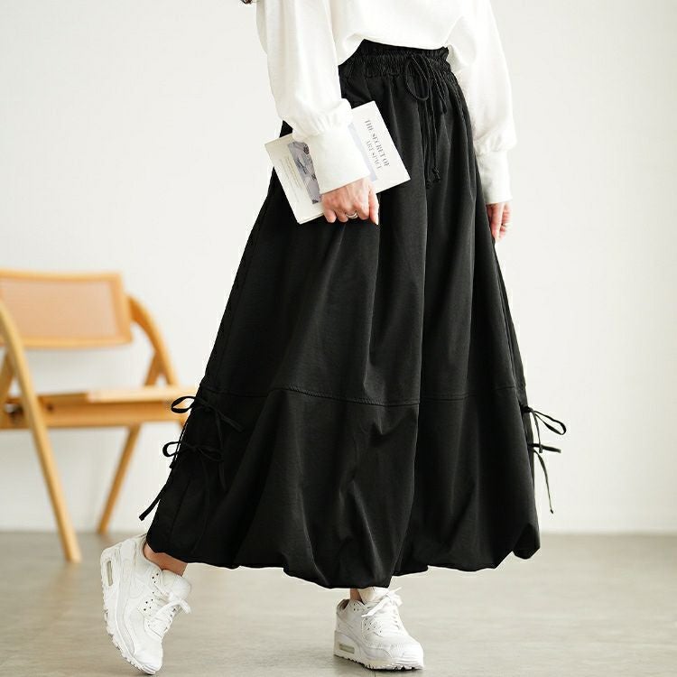 大きいサイズ レディース サイドリボンバルーンスカート　nw-25053