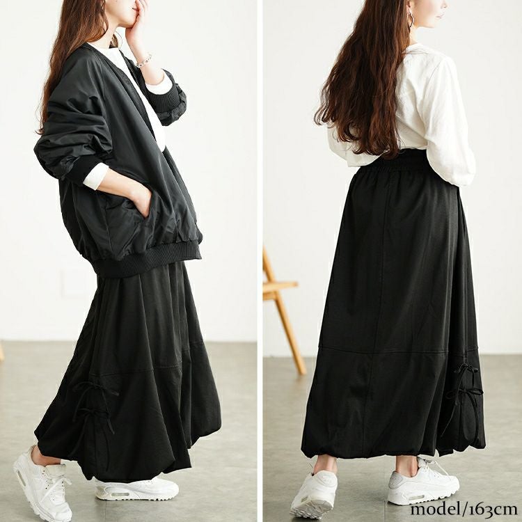 大きいサイズ レディース サイドリボンバルーンスカート　nw-25053