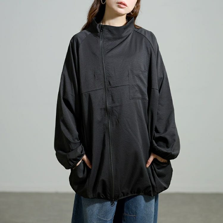 大きいサイズ レディース アシンメトリーダブルジップブルゾン sw-0838