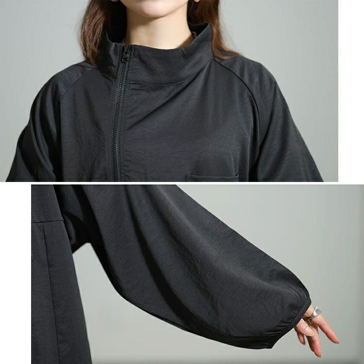 大きいサイズ レディース アシンメトリーダブルジップブルゾン sw-0838