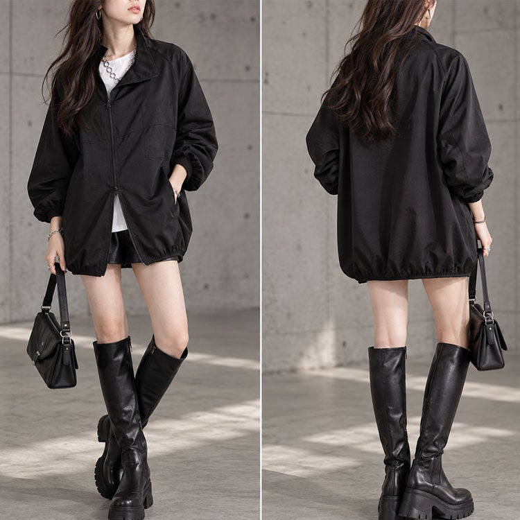 大きいサイズ レディース アシンメトリーダブルジップブルゾン sw-0838