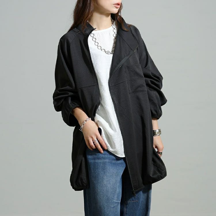 大きいサイズ レディース アシンメトリーダブルジップブルゾン sw-0838