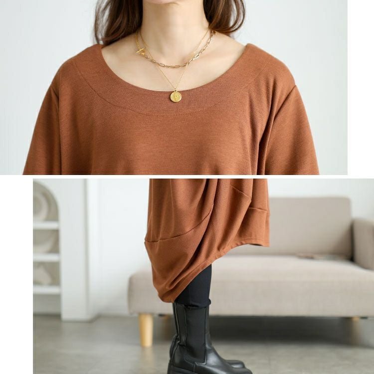 大きいサイズ レディース オーバーサイズコクーンワンピース goldy-1772