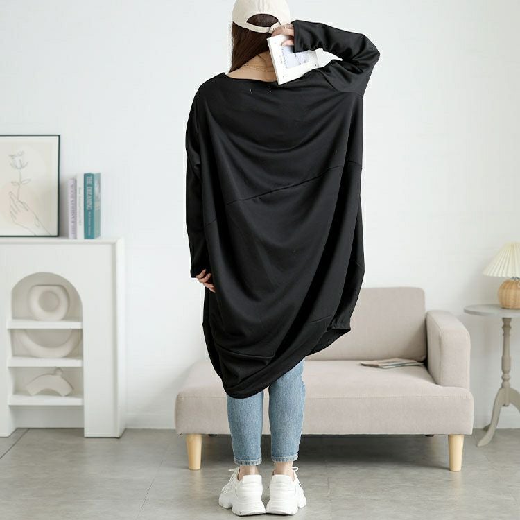 大きいサイズ レディース オーバーサイズコクーンワンピース goldy-1772