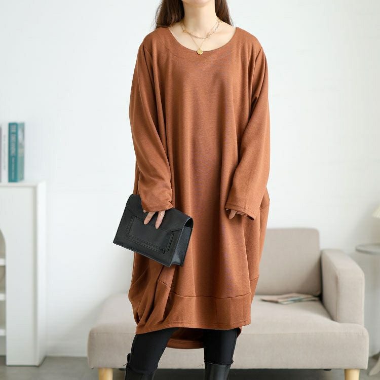 大きいサイズ レディース オーバーサイズコクーンワンピース goldy-1772