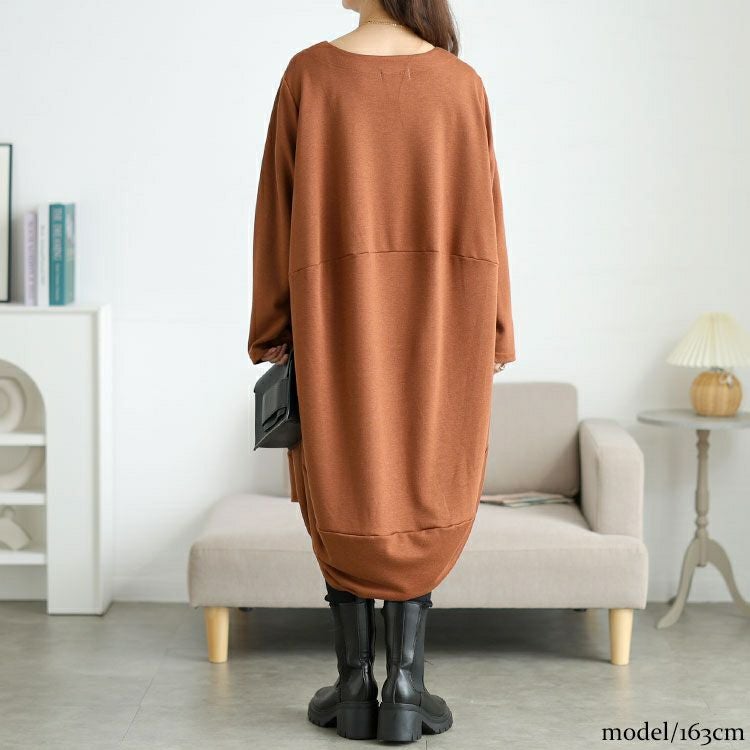 大きいサイズ レディース オーバーサイズコクーンワンピース goldy-1772