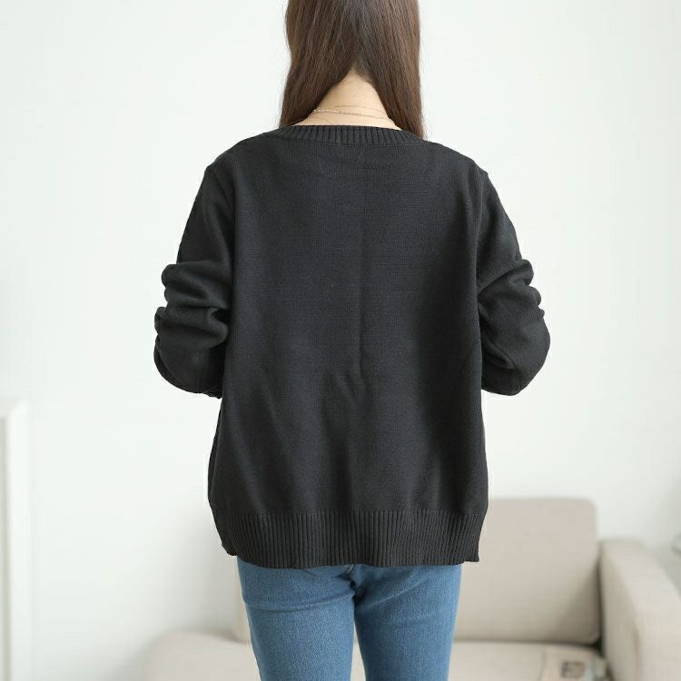 大きいサイズ レディース カラフルボタンワッペン付きニットカーディガン goldy-1770