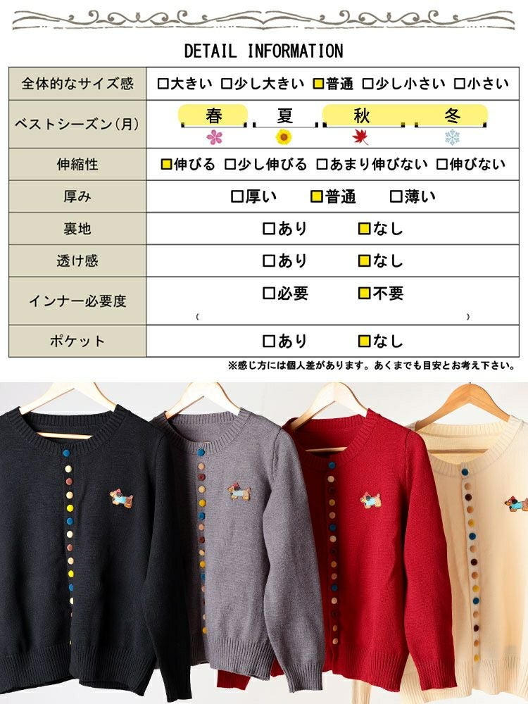 大きいサイズ レディース カラフルボタンワッペン付きニット