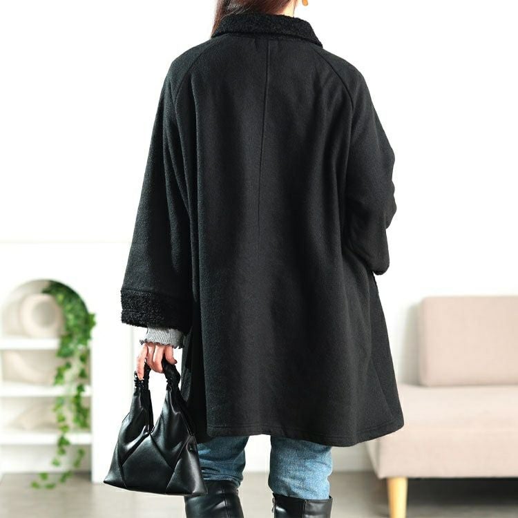 大きいサイズ レディース 裏ボア使いステンカラーAラインコート cpdai-640991