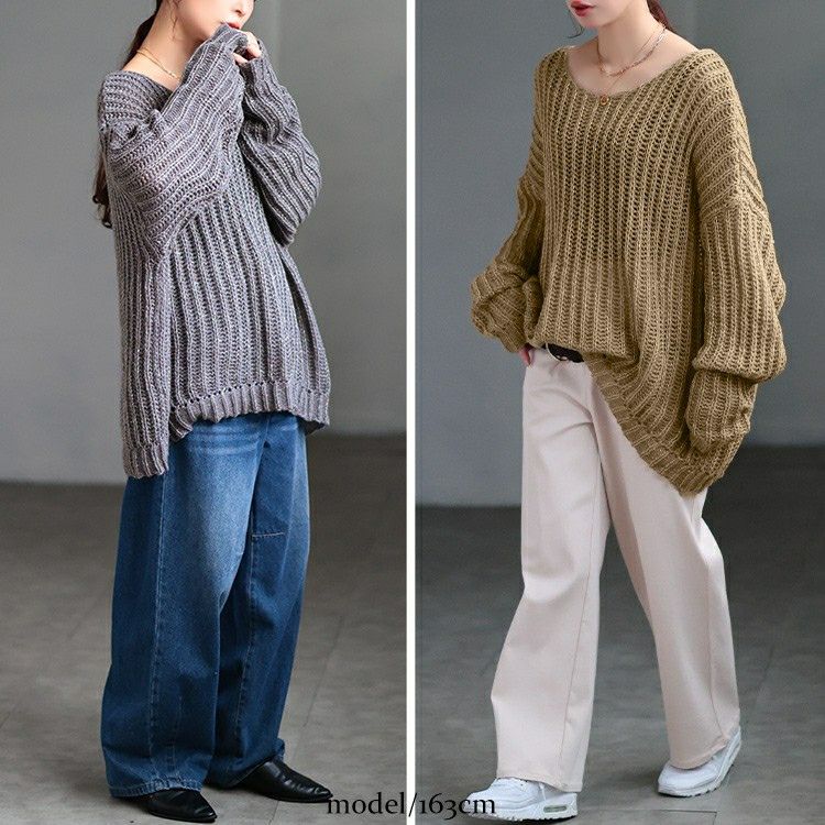 大きいサイズ レディース クルーネック畦編みラメニット tog-1067