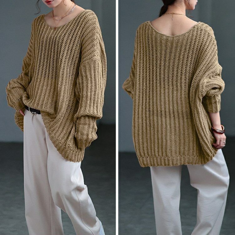 大きいサイズ レディース クルーネック畦編みラメニット tog-1067