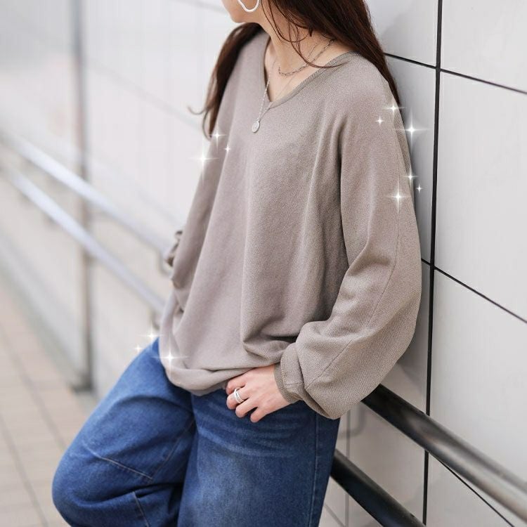 大きいサイズ レディース Vネックラメドルマンニット tog-1061