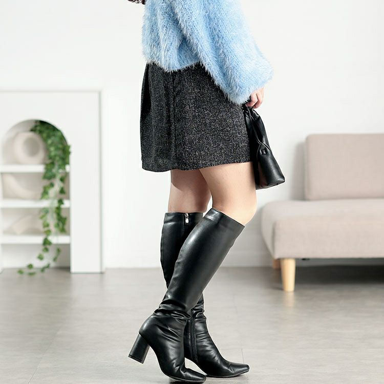 大きいサイズ レディース ツイードパールボタンセミタイトミニスカート tani-25277ll