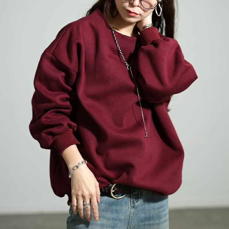 大きいサイズ レディース 裏起毛ミニハイネックプルオーバー sum-0037