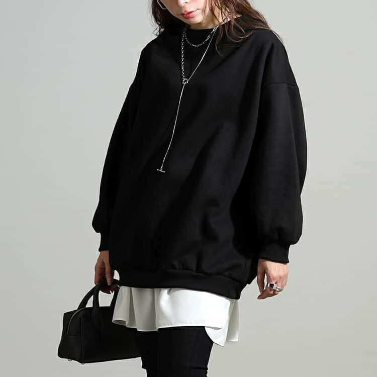 大きいサイズ レディース 裏起毛ミニハイネックプルオーバー sum-0037