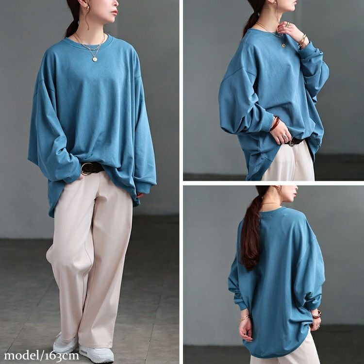 大きいサイズ レディース ラウンドネックオーバーサイズチュニック jp567