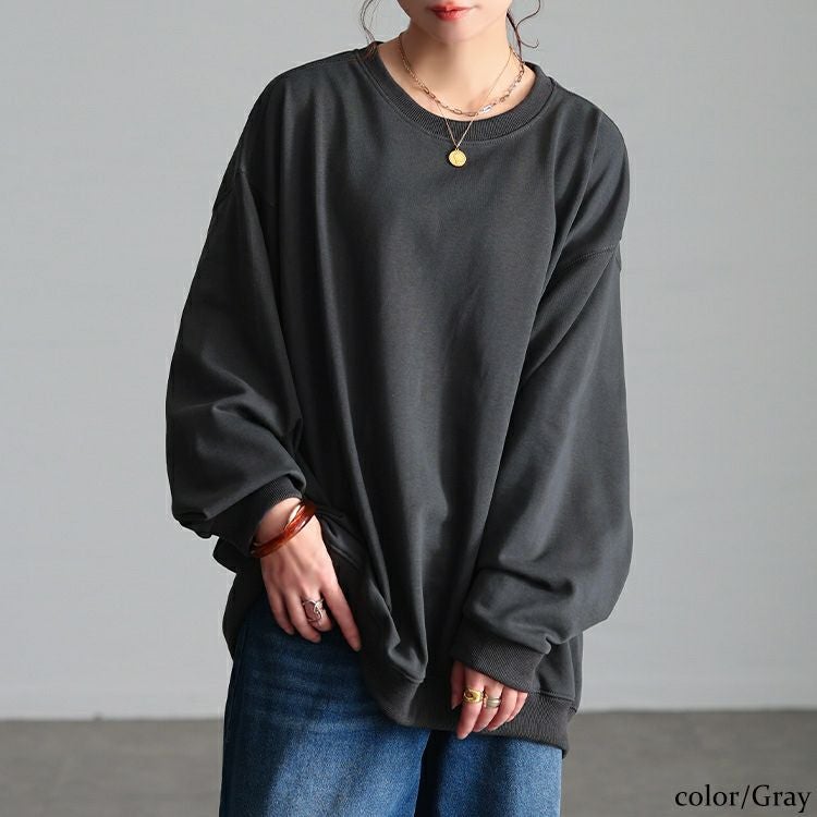 大きいサイズ レディース ラウンドネックオーバーサイズチュニック jp567