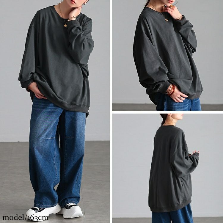 大きいサイズ レディース ラウンドネックオーバーサイズチュニック jp567