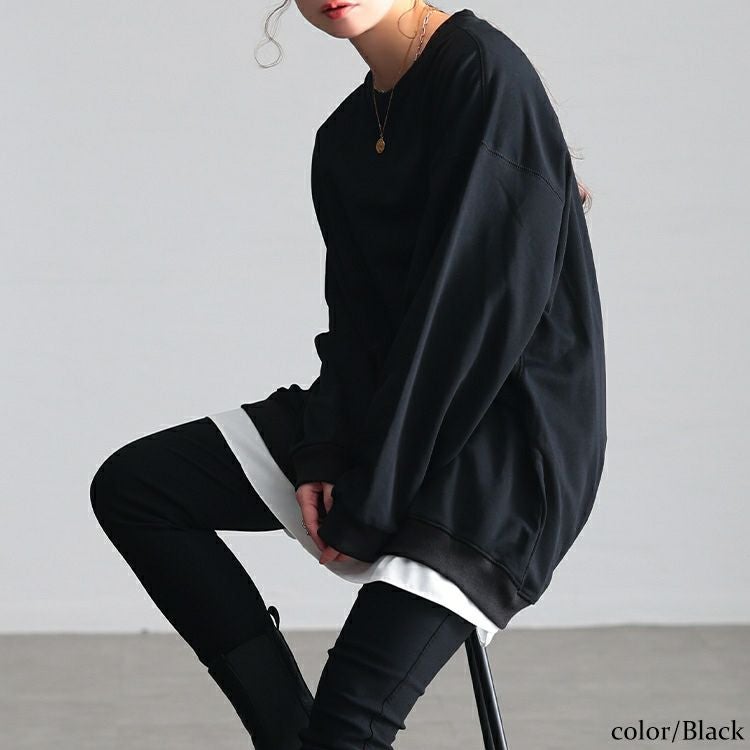 大きいサイズ レディース ラウンドネックオーバーサイズチュニック jp567