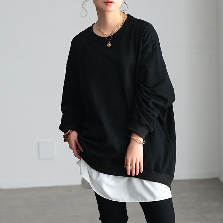 大きいサイズ レディース ラウンドネックオーバーサイズチュニック jp567