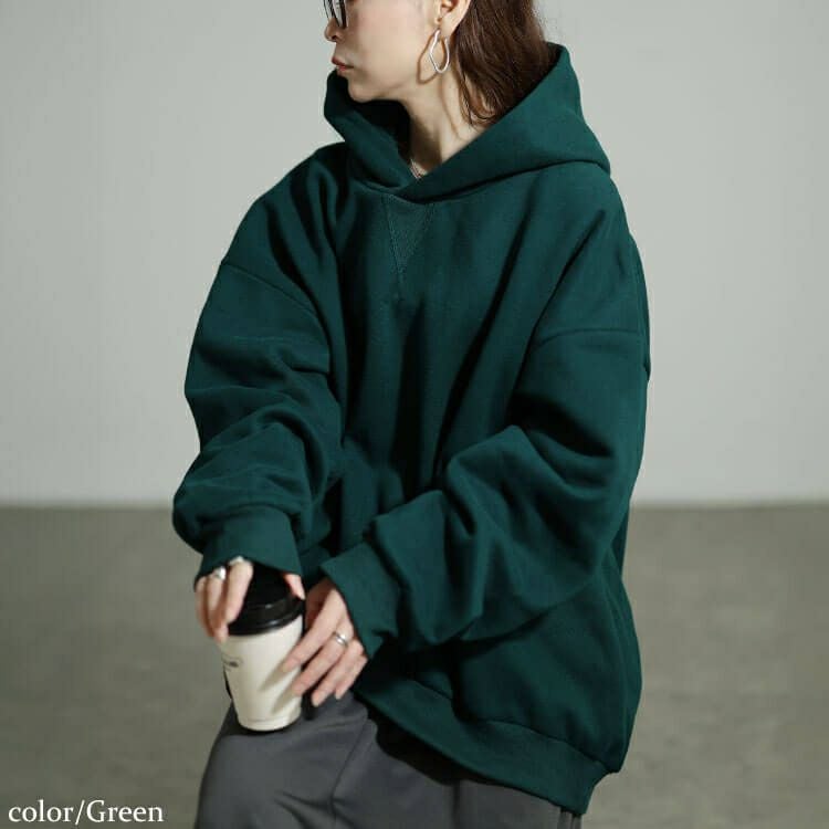 大きいサイズ レディース 裏起毛オーバーサイズパーカー nw-25058