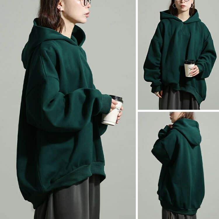 大きいサイズ レディース 裏起毛オーバーサイズパーカー nw-25058