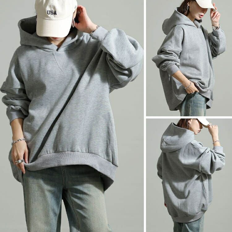 大きいサイズ レディース 裏起毛オーバーサイズパーカー nw-25058