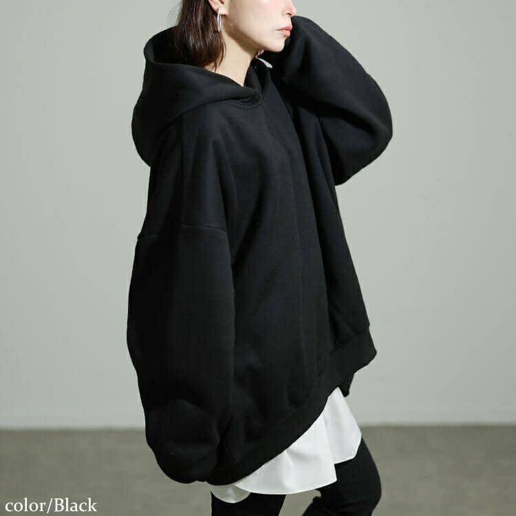 大きいサイズ レディース 裏起毛オーバーサイズパーカー nw-25058