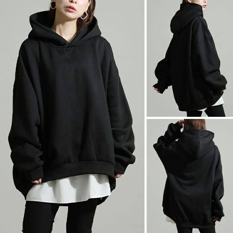 大きいサイズ レディース 裏起毛オーバーサイズパーカー nw-25058