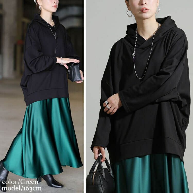 大きいサイズ レディース パーカードッキングサテンワンピース nw-25057