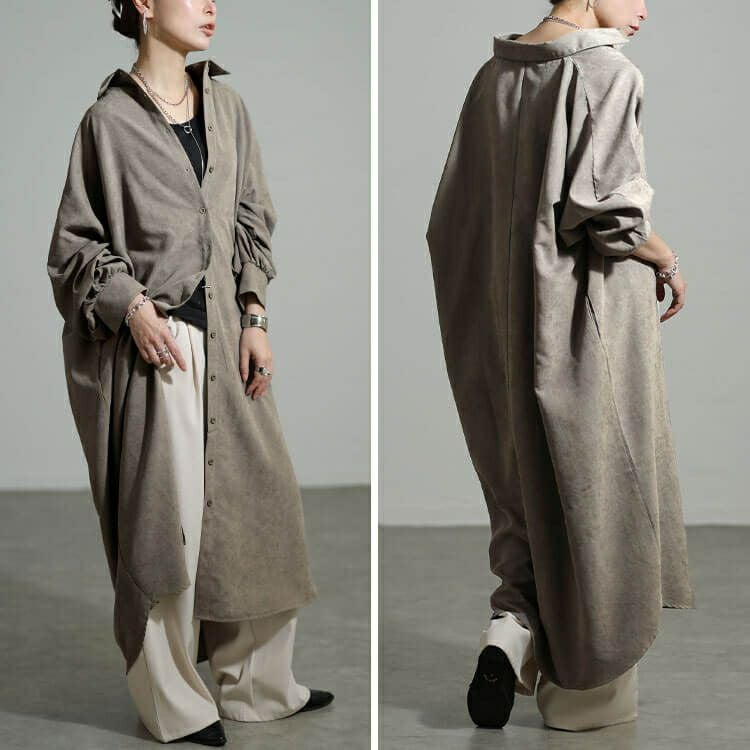 大きいサイズ レディース オーバーサイズシャツワンピース nw-25051