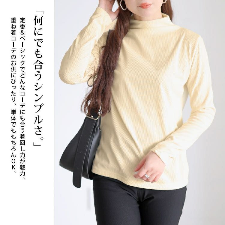 大きいサイズ レディース プチハイネックリブトップス goldy-1784