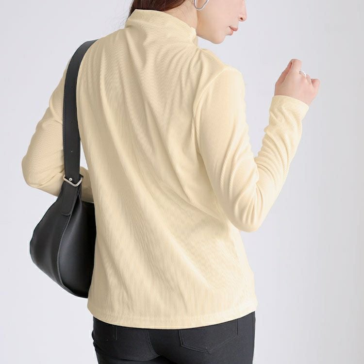 大きいサイズ レディース プチハイネックリブトップス goldy-1784