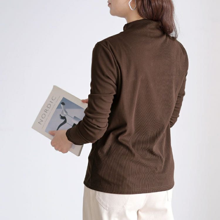 大きいサイズ レディース プチハイネックリブトップス goldy-1784