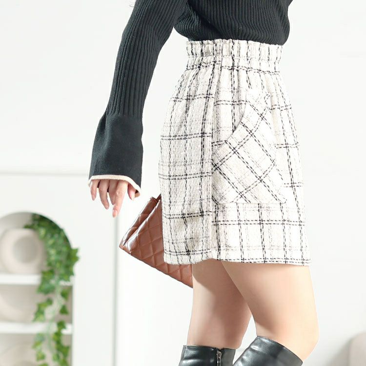 大きいサイズ レディース ファンシーラメツイードミニスカート tani-25279ll