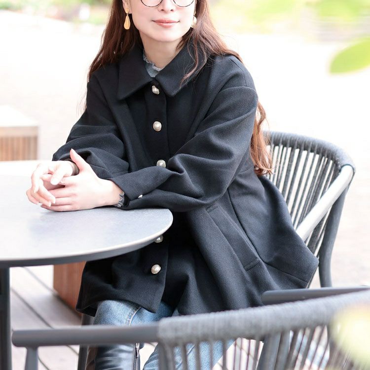 大きいサイズ レディース パールポタンペプラムショートコート tana-ww650053