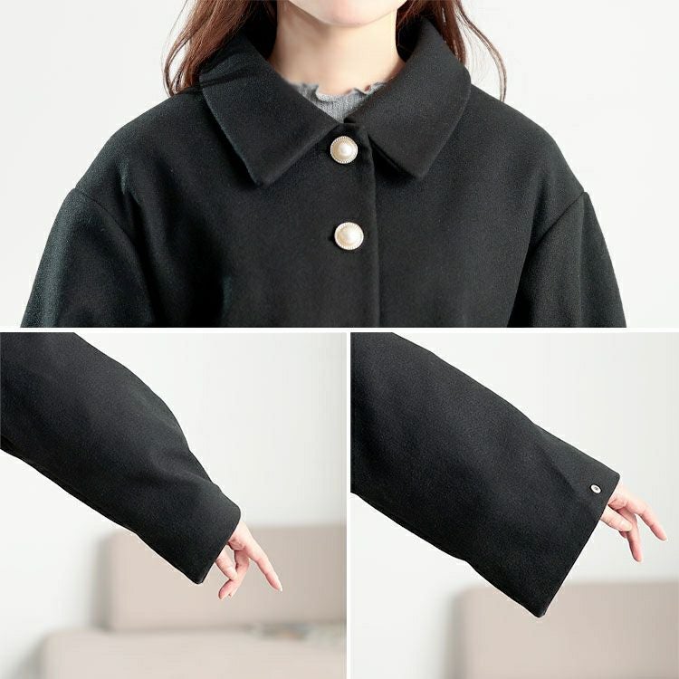 大きいサイズ レディース パールポタンペプラムショートコート tana-ww650053