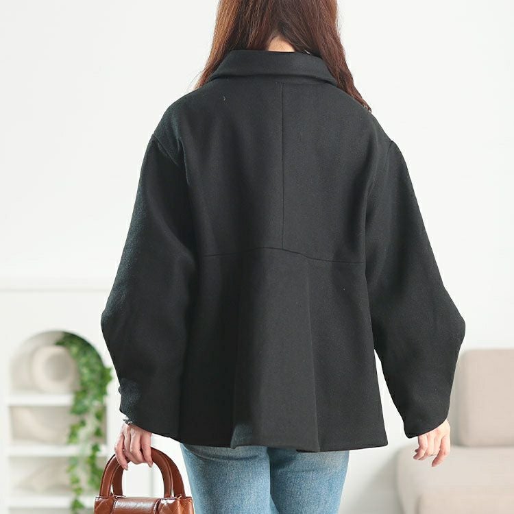 大きいサイズ レディース パールポタンペプラムショートコート tana-ww650053