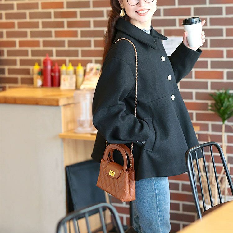 大きいサイズ レディース パールポタンペプラムショートコート tana-ww650053