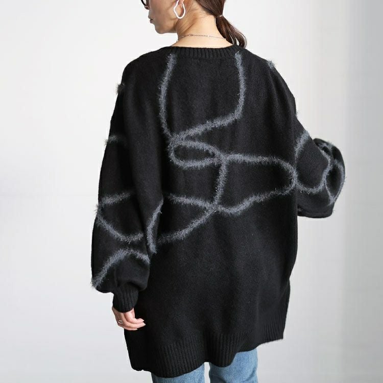 大きいサイズ レディース メランジラインVネックニットチュニック maru-20026